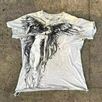 Gothic Style Y2K Punk Rock T-shirt Print Oversized Baggy Women's Top