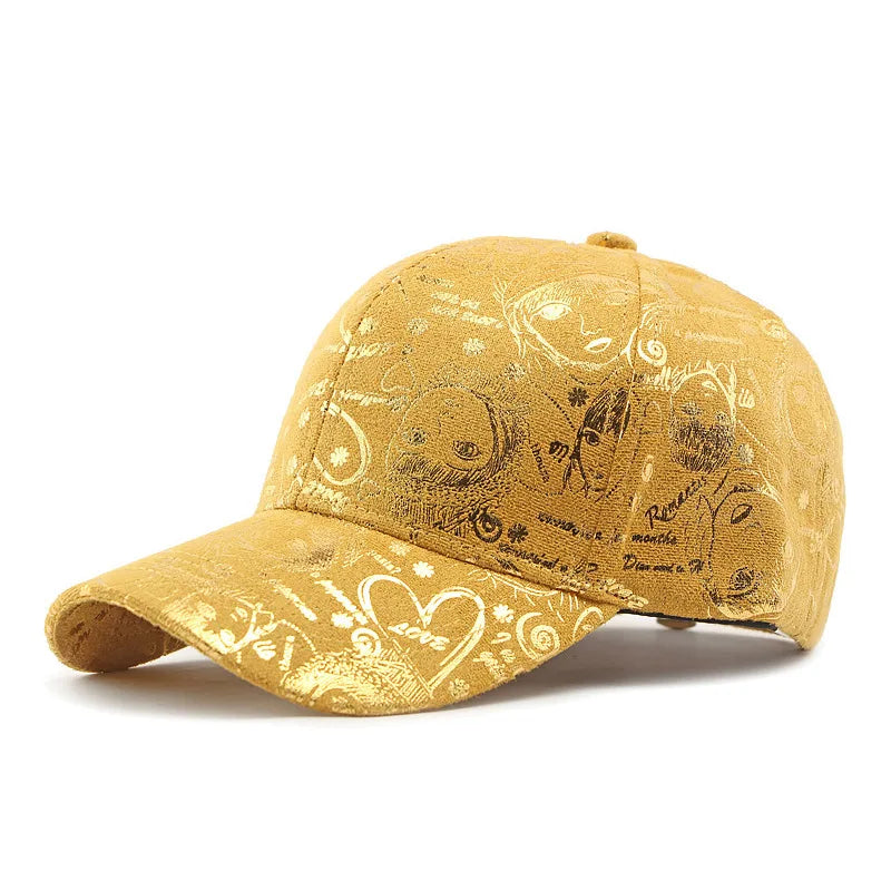 Graffiti Baseball Cap With Gold Stamping