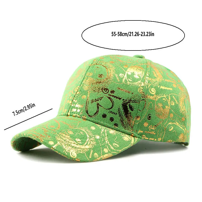 Graffiti Baseball Cap With Gold Stamping