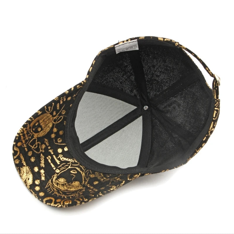 Graffiti Baseball Cap With Gold Stamping