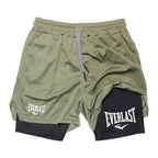 Men's Shorts 2 in 1 Layer Double Deck Gym Fitness Bottoms