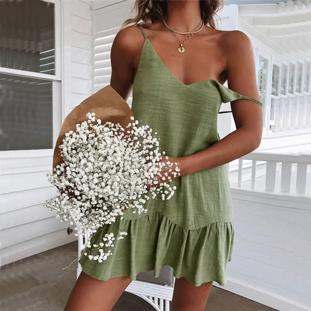Ruffle Spaghetti Strap Dress Mini Slip Sundress