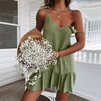 Ruffle Spaghetti Strap Dress Mini Slip Sundress