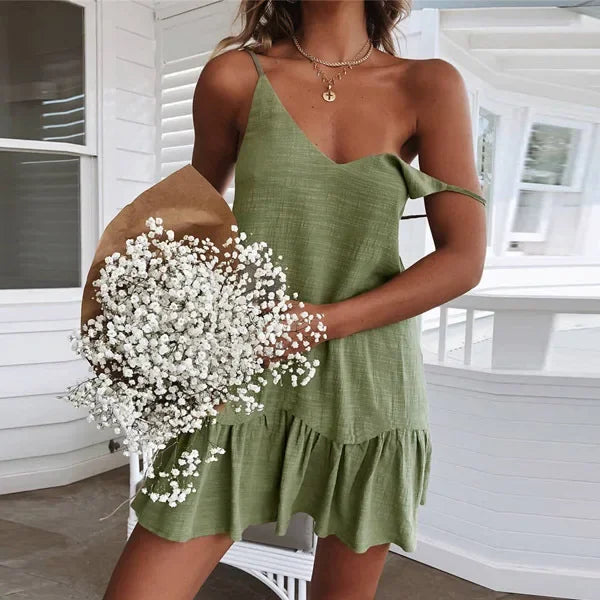 Ruffle Spaghetti Strap Dress Mini Slip Sundress
