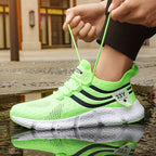 Pull On Air Mesh Sneakers Elastic Laces Slip On Sport Shoes