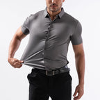 Wrinkle Free Stretchy Business Shirt Men's Short Sleeve