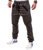 Men's Pencil Pants Thigh Stripes Drawstring Elastic Waist