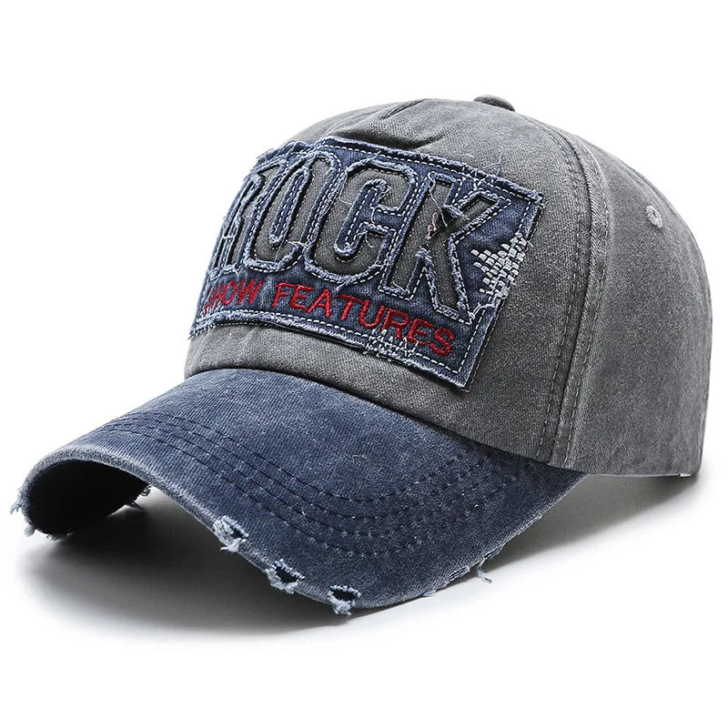 ROCK Washed Baseball Cap Shabby Denim Hat