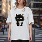 Grumpy Coffee Morning Cat Funny Women's T-shirt
