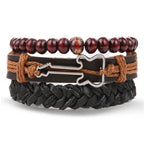 Stacked Bracelet Bangle Chunky Leather