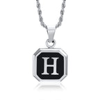 Name Initial Personalised Necklace A-Z Square Stainless Steel Pendant