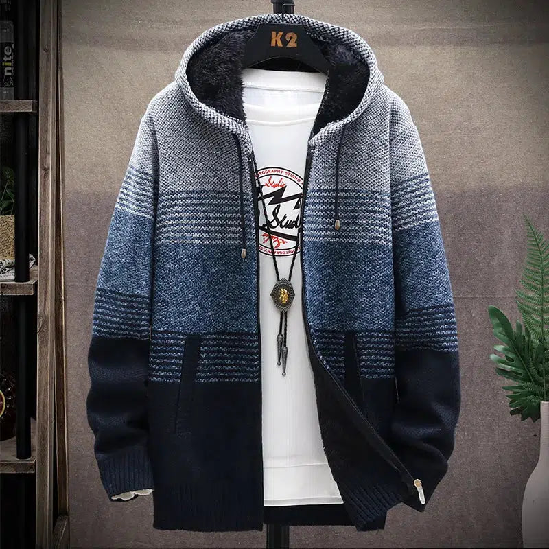 Men's Fleece Hooded Jacket Windbreaker