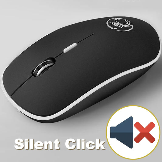 Silent Computer Mouse No-Click Wireless with 4 Buttons Office PC Supplies