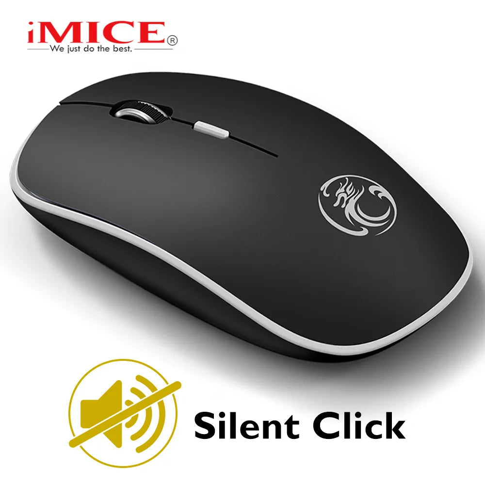 No-Click Silent Mouse Computer Wireless Ergonomic PC Noiseless USB wit ...