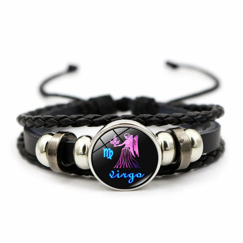 Star Signs Energy Bracelet Zodiac Good Luck Horoscope Women Men Fashion Bangle