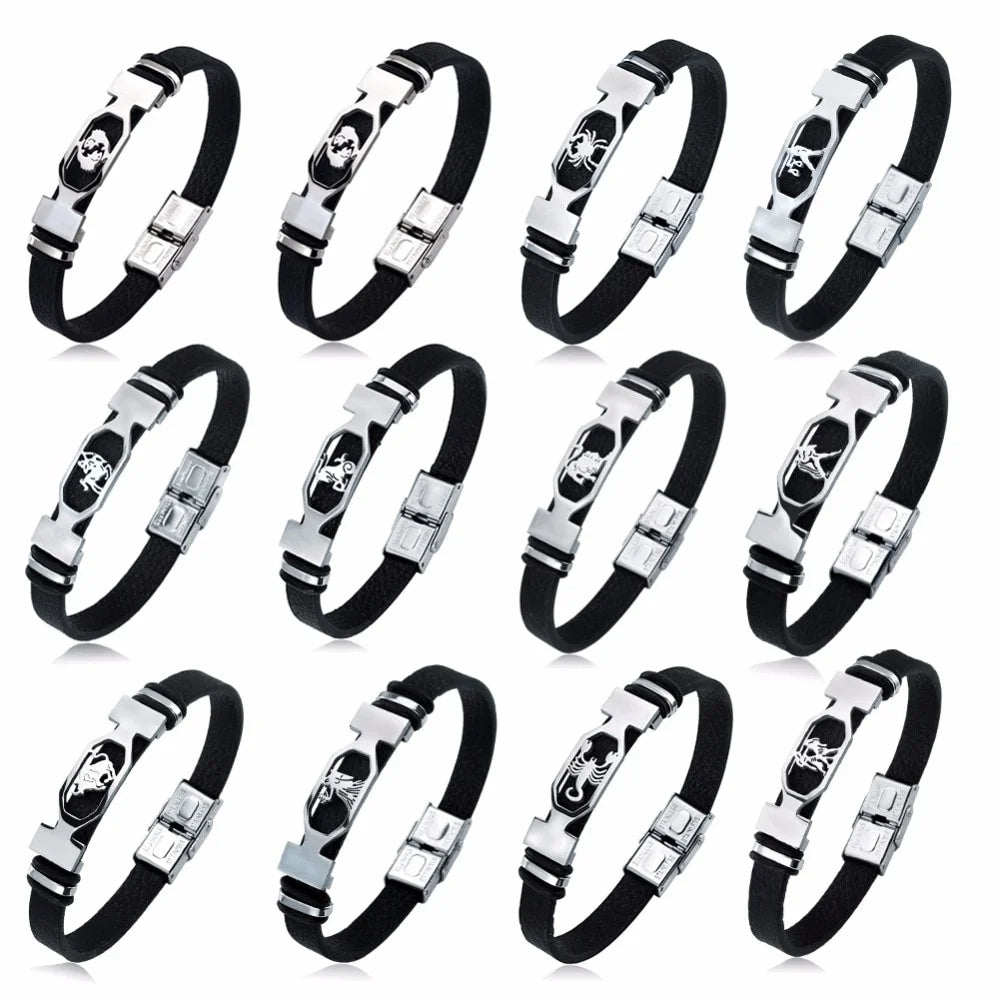Zodiac Star Sign Stainless Steel Cuff Bracelet Astrology Jewelry