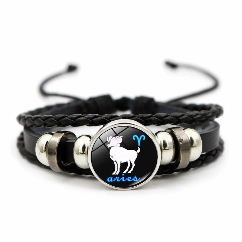 Star Signs Energy Bracelet Zodiac Good Luck Horoscope Women Men Fashion Bangle