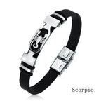 Zodiac Star Sign Stainless Steel Cuff Bracelet Astrology Jewelry