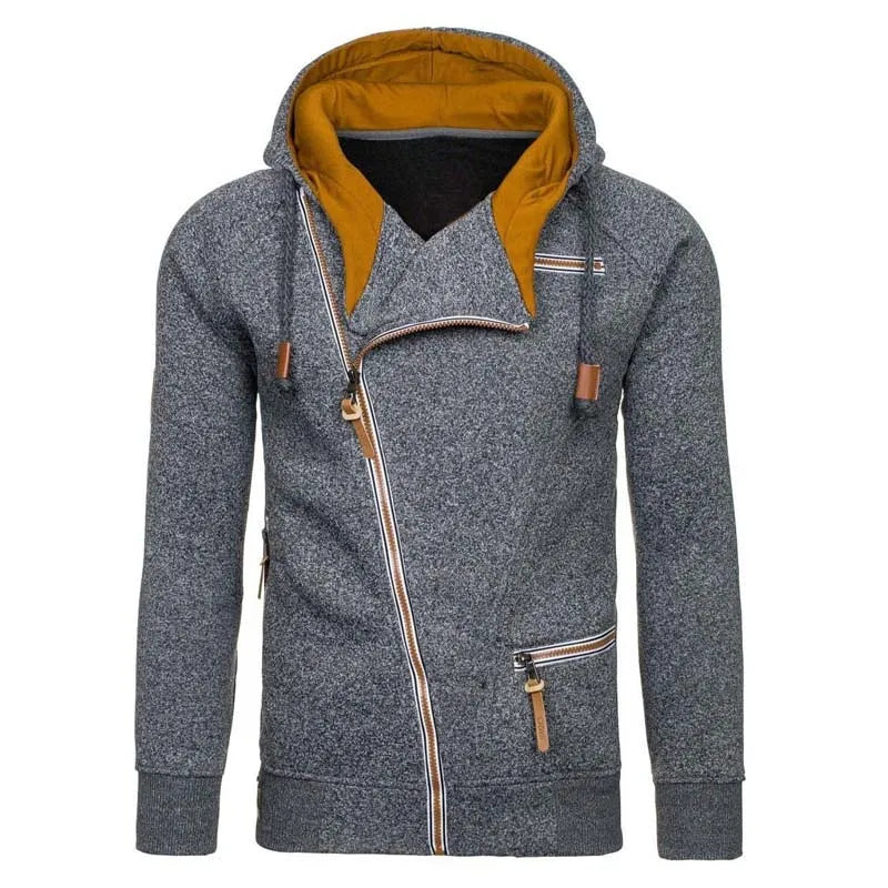 Men's Hoodie Oblique Angle Zipper Streetwear