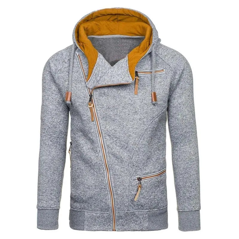 Men's Hoodie Oblique Angle Zipper Streetwear