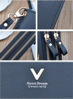 Double Zipper Purse Wallet Long Women's Clutch Wrist Bag