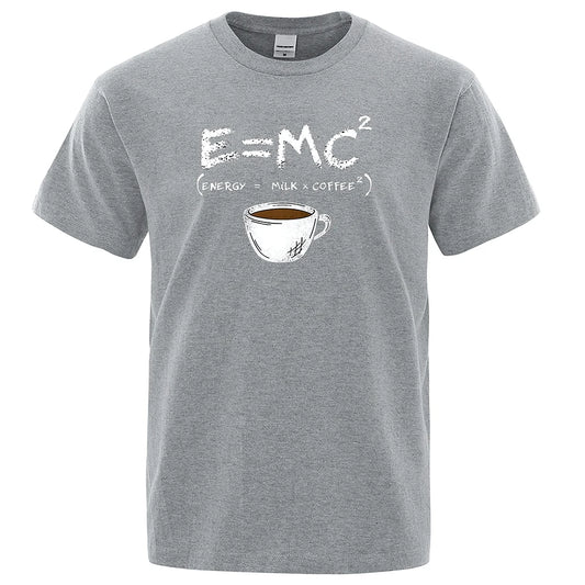 Coffee Lovers Energy=Milk+Coffee Cotton T-shirt Funny Tee Oversized