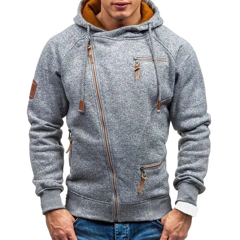 Men's Hoodie Oblique Angle Zipper Streetwear