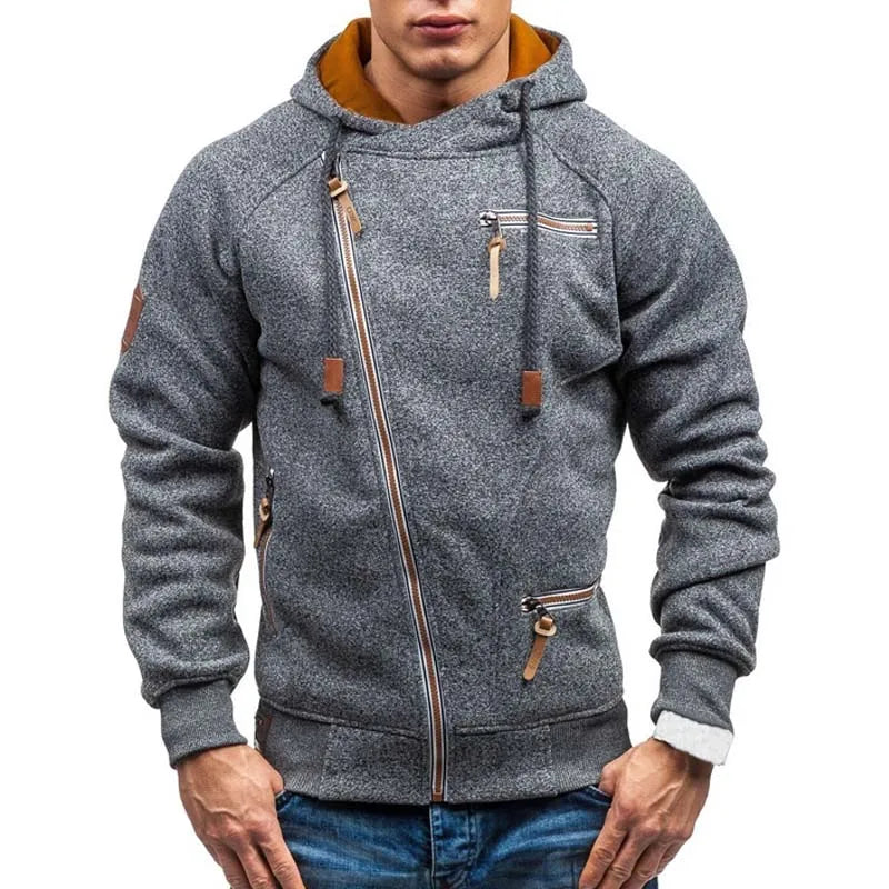 Men's Hoodie Oblique Angle Zipper Streetwear