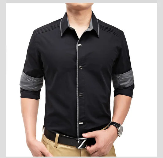 Stylish Top-Quality Cotton Dress Shirt With Snap-Close Buttons