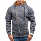 Men's Hoodie Oblique Angle Zipper Streetwear