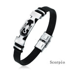 Zodiac Star Sign Stainless Steel Cuff Bracelet Astrology Jewelry