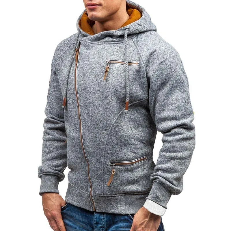 Men's Hoodie Oblique Angle Zipper Streetwear