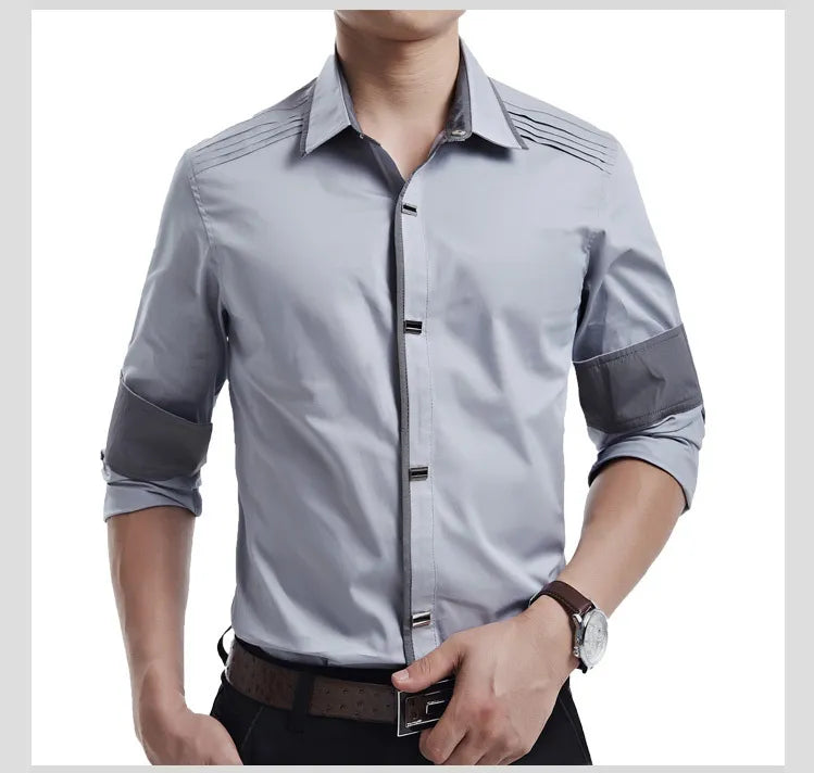 Stylish Cotton Dress Shirt Top-Quality With Snap-Close Buttons