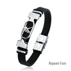 Zodiac Star Sign Stainless Steel Cuff Bracelet Astrology Jewelry
