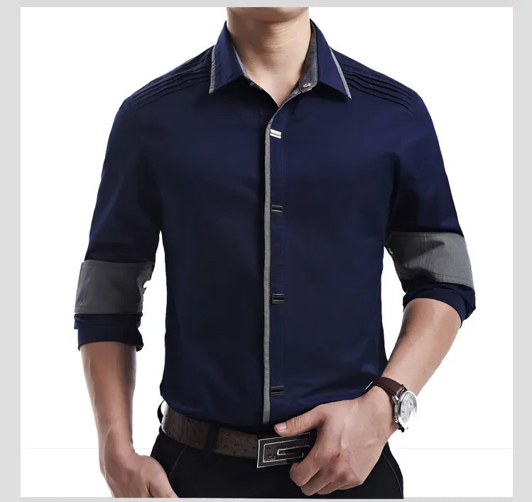 Stylish Cotton Dress Shirt Top-Quality With Snap-Close Buttons