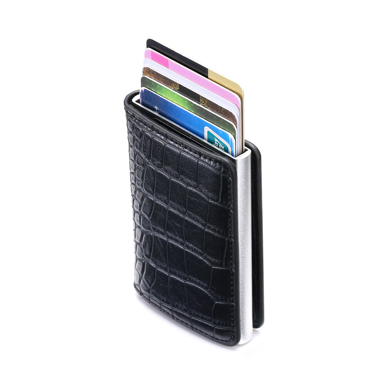 RFID Blocking Wallet Anti-Theft ID Carbon-Fiber Metal Credit Card Holder Money Clip