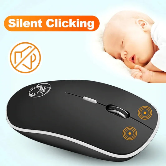 Silent Computer Mouse No-Click Wireless with 4 Buttons