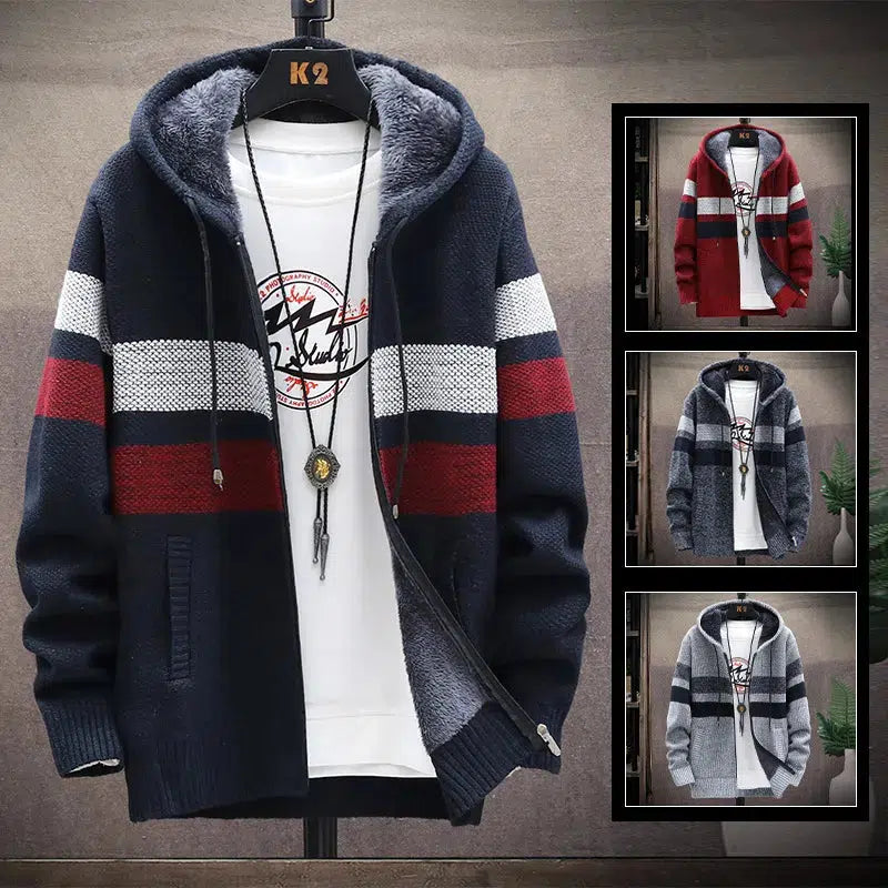 Men's Fleece Hooded Jacket Windbreaker