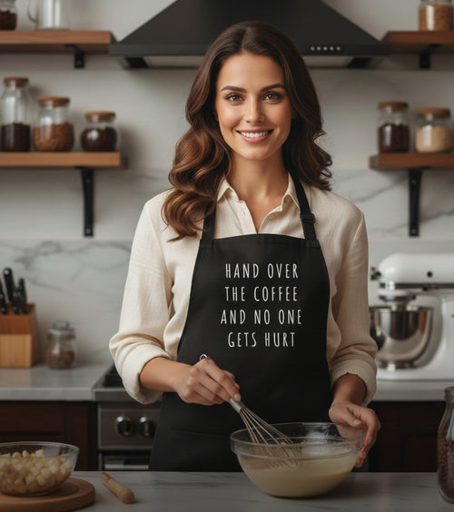 "Hand Over The Coffee" Designer Apron For Coffee Lovers