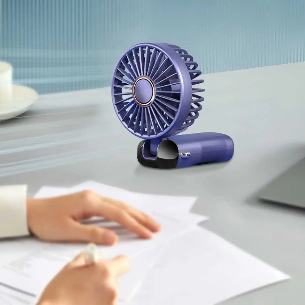 Personal Mini Cooling Fan and Desk Phone Stand Portable 5-Speed 1800mAh Rechargeable