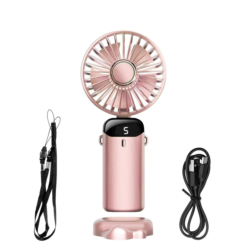 Personal Mini Cooling Fan and Desk Phone Stand Portable 5-Speed 1800mAh Rechargeable