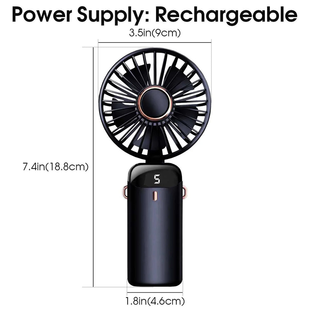 Personal Mini Cooling Fan and Desk Phone Stand Portable 5-Speed 1800mAh Rechargeable