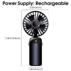 Personal Mini Cooling Fan and Desk Phone Stand Portable 5-Speed 1800mAh Rechargeable