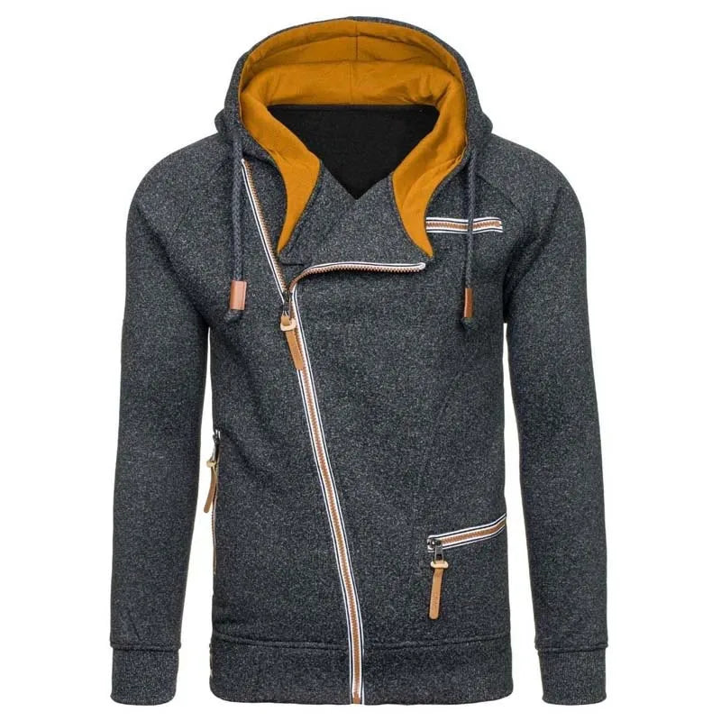 Men's Hoodie Oblique Angle Zipper Streetwear