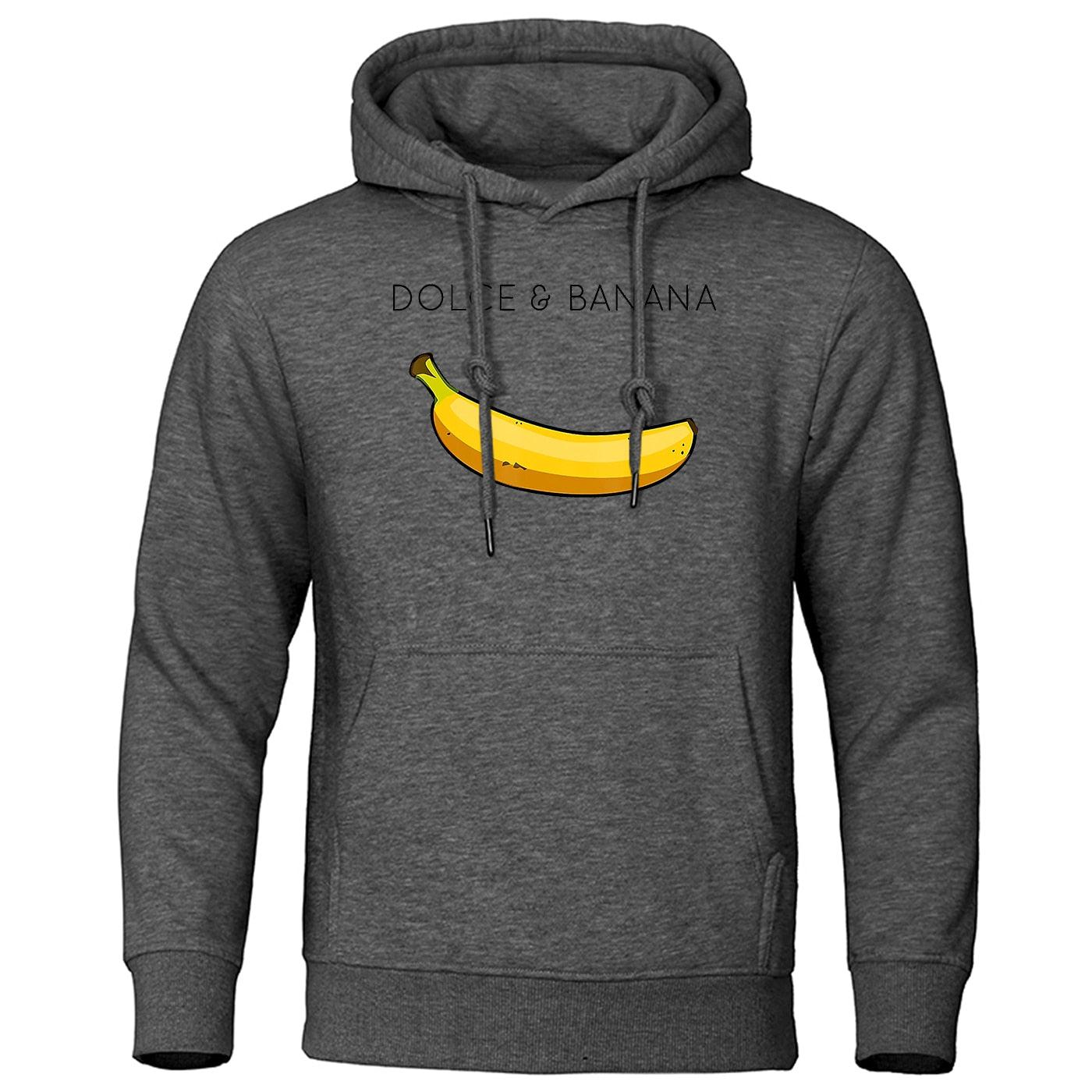 Funny "Dolce and Banana" Hoodie Sweatshirt Unisex Fleece Pullover