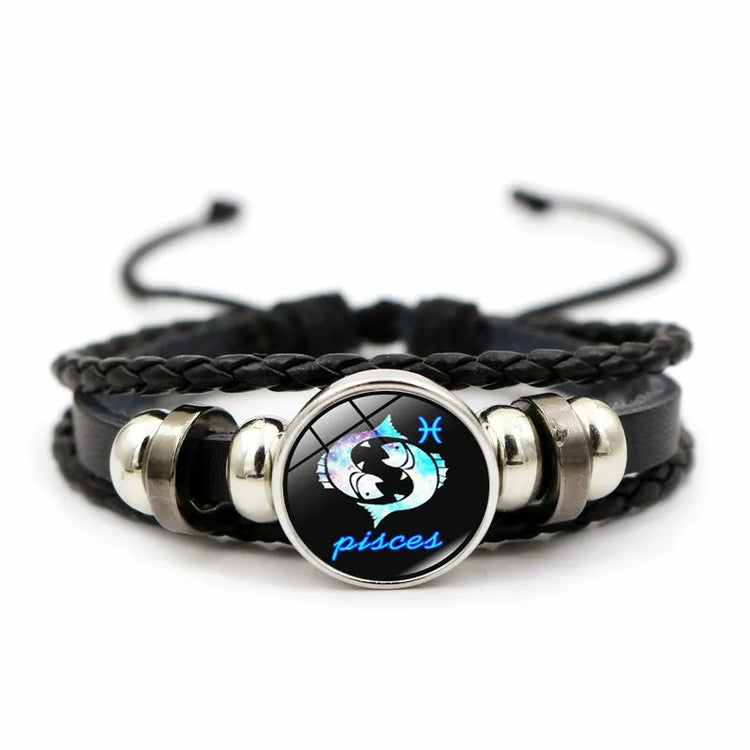 Star Signs Energy Bracelet Zodiac Good Luck Horoscope Women Men Fashion Bangle