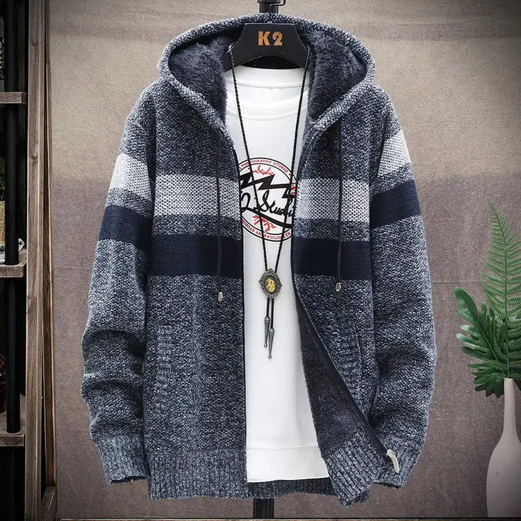 Men's Fleece Hooded Jacket Windbreaker