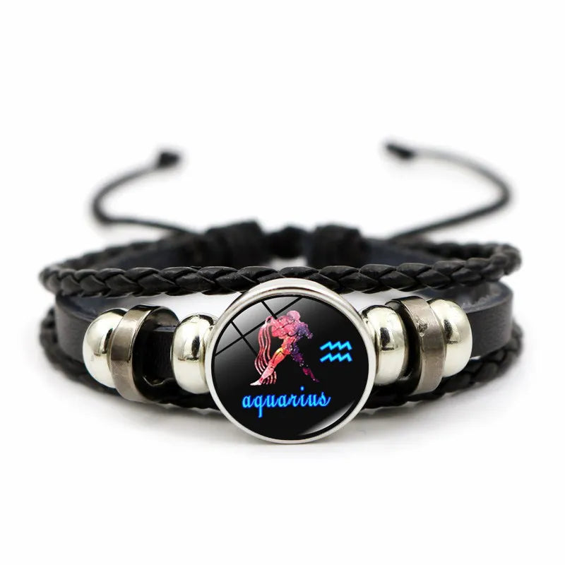 Star Signs Energy Bracelet Zodiac Good Luck Horoscope Women Men Fashion Bangle