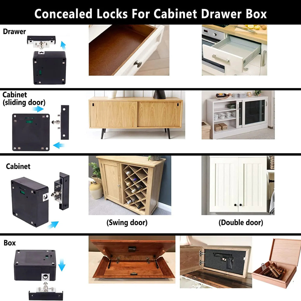 Hidden Secret Lock For Drawers Cupboards Wardrobes - App Control