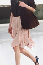 Women's Skirt Ruffled Hem Flowing Drapey Maxi